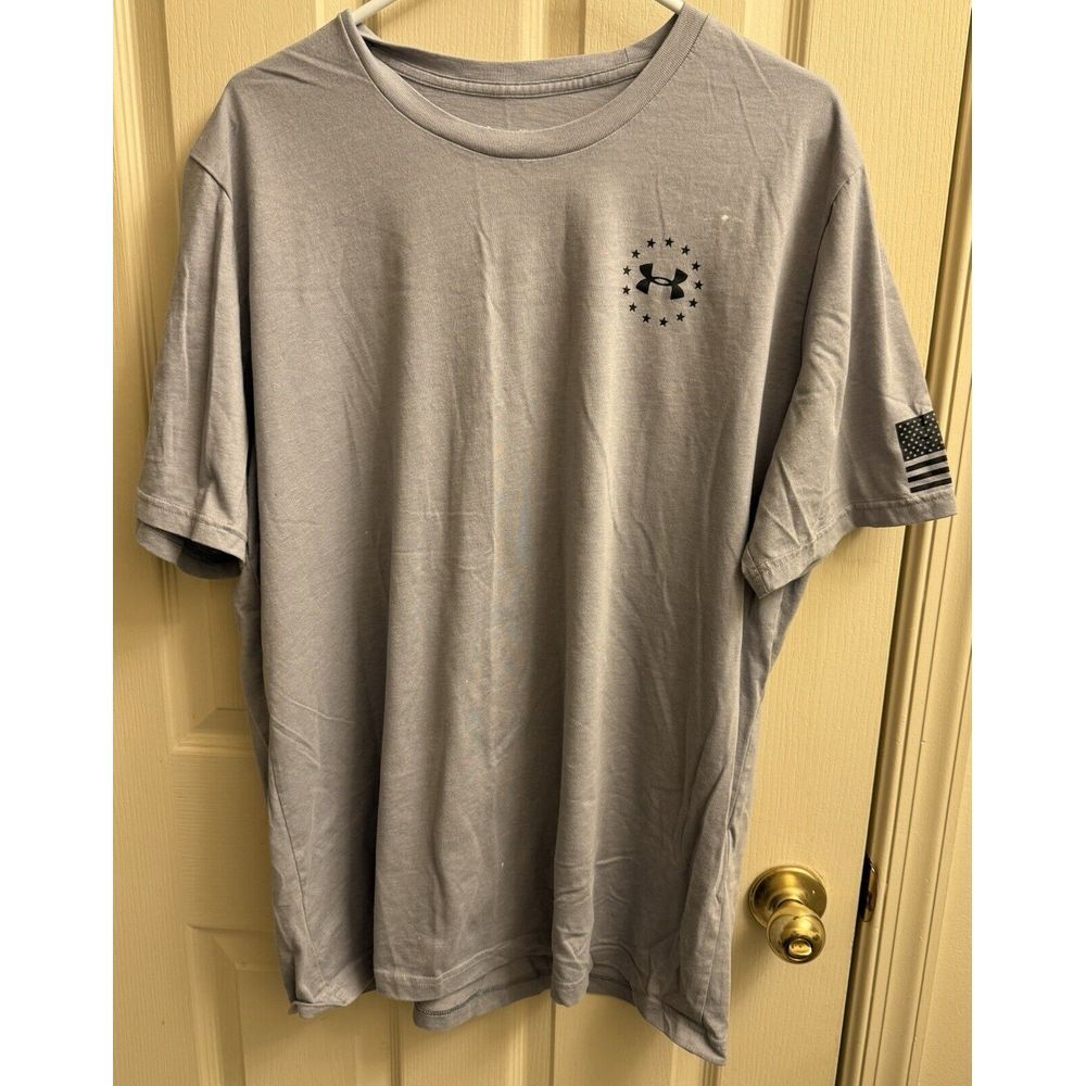 Under Armour Men's T-Shirt Athletic UA Freedom Flag Tee Short Sleeve‎ Gray 2XL